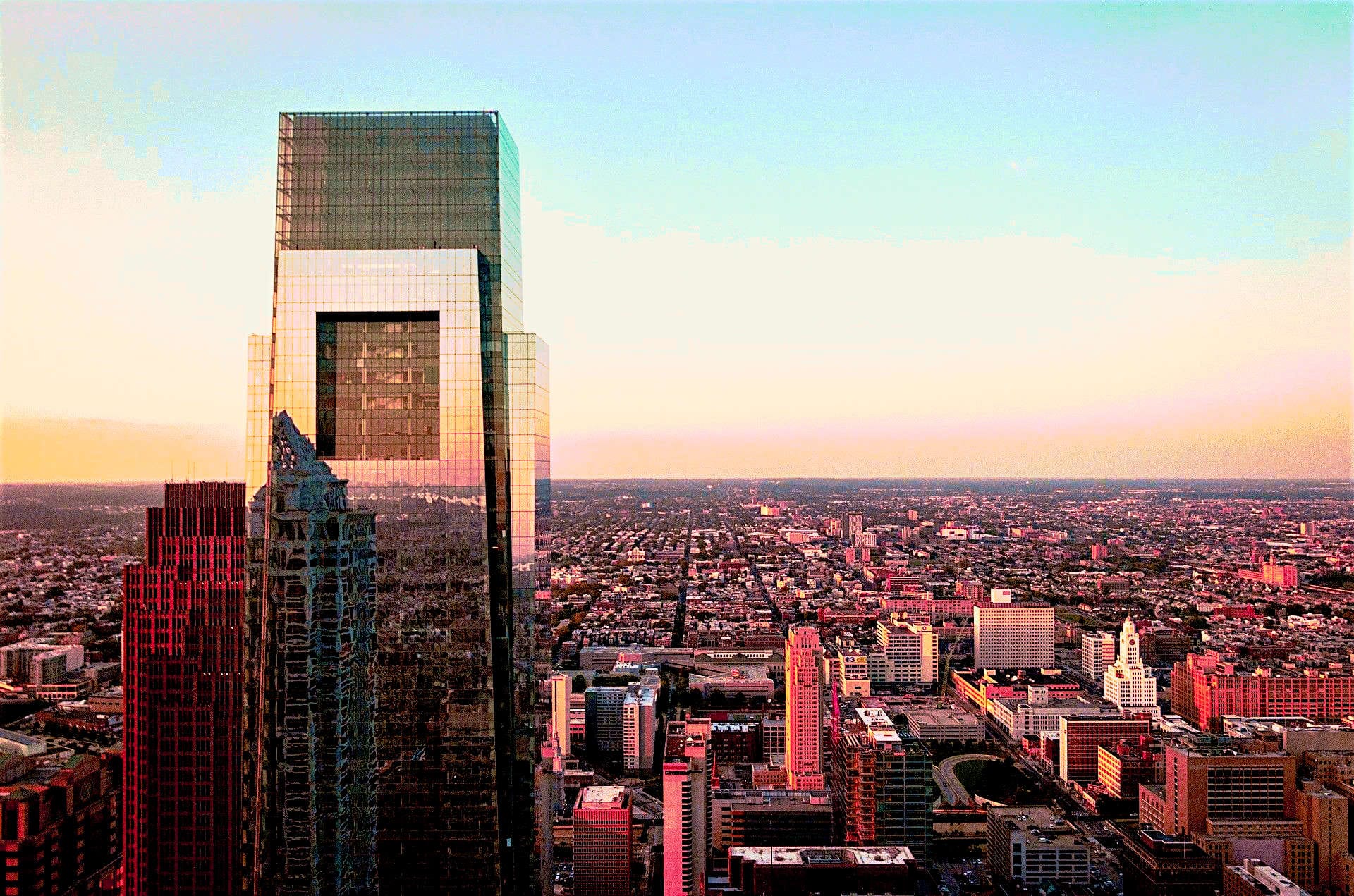 View of the first Comcast Center from the second tower -- the featured image for Permit Philly's Resources webpage.